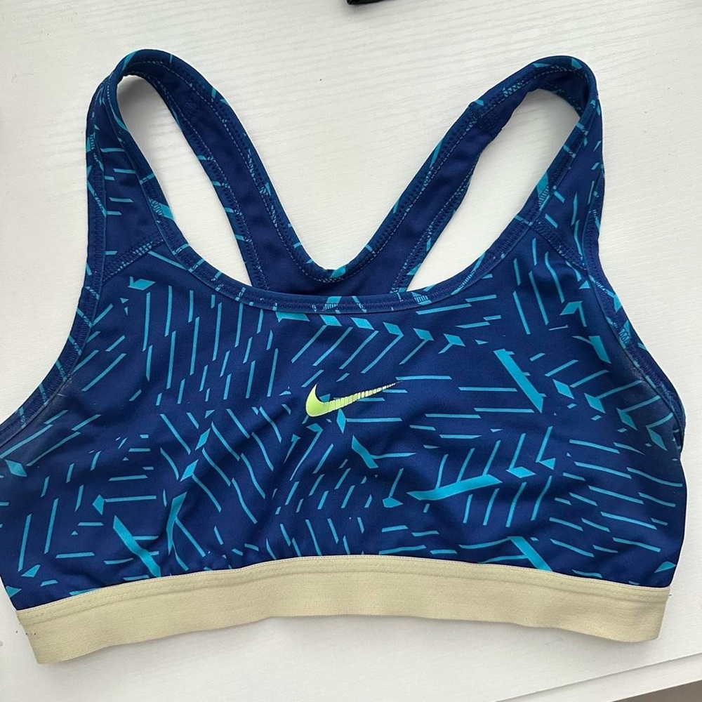 Blue and Green Nike sports bra